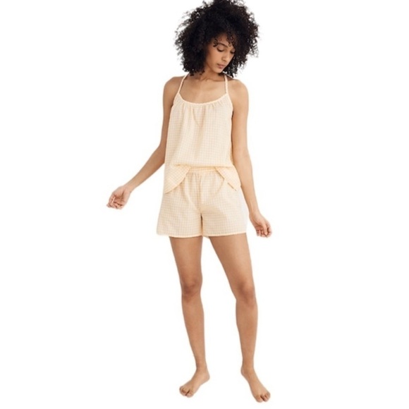 Madewell Other - Madewell Yellow White Bedtime Pajama Shorts Saffron Gingham, Size XXS